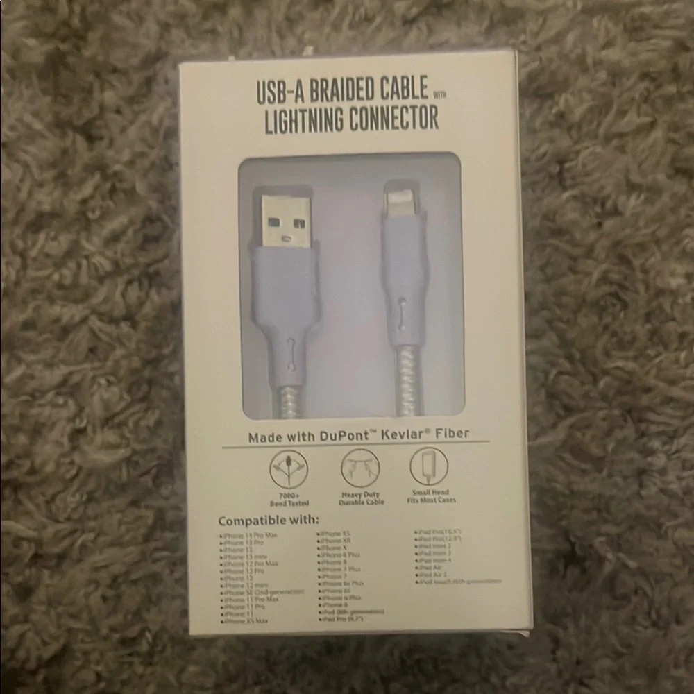 Braided USB-A to Lightning Cable - Purple